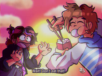 MAY 2024 - OCs Anime: My OCs, Shayna and Esteban, drawn like a 90s anime screencap!